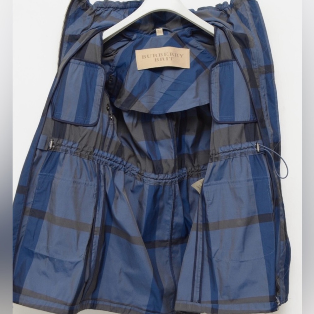Women's Burberry Brit Plaid Jacket Size 10 Blue Gray - Picture 15 of 15